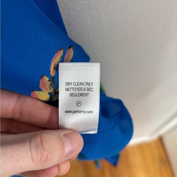 Parker Sleeveless Halter High-Low Ruffle Dress in Blue Floral - Size 6 - Picture 6 of 6